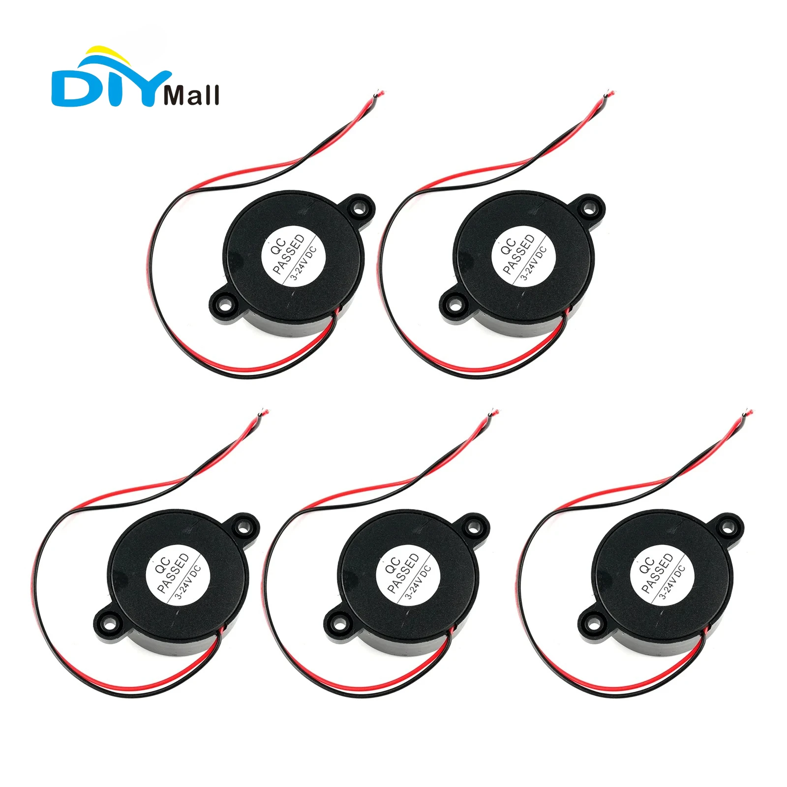 DIYmall 3-24V High Decibel 4216 Piezo Active Buzzer Continuous Sound Speaker for Electronic Alarm Vehicle Car Beep (1/2/5 PCS)