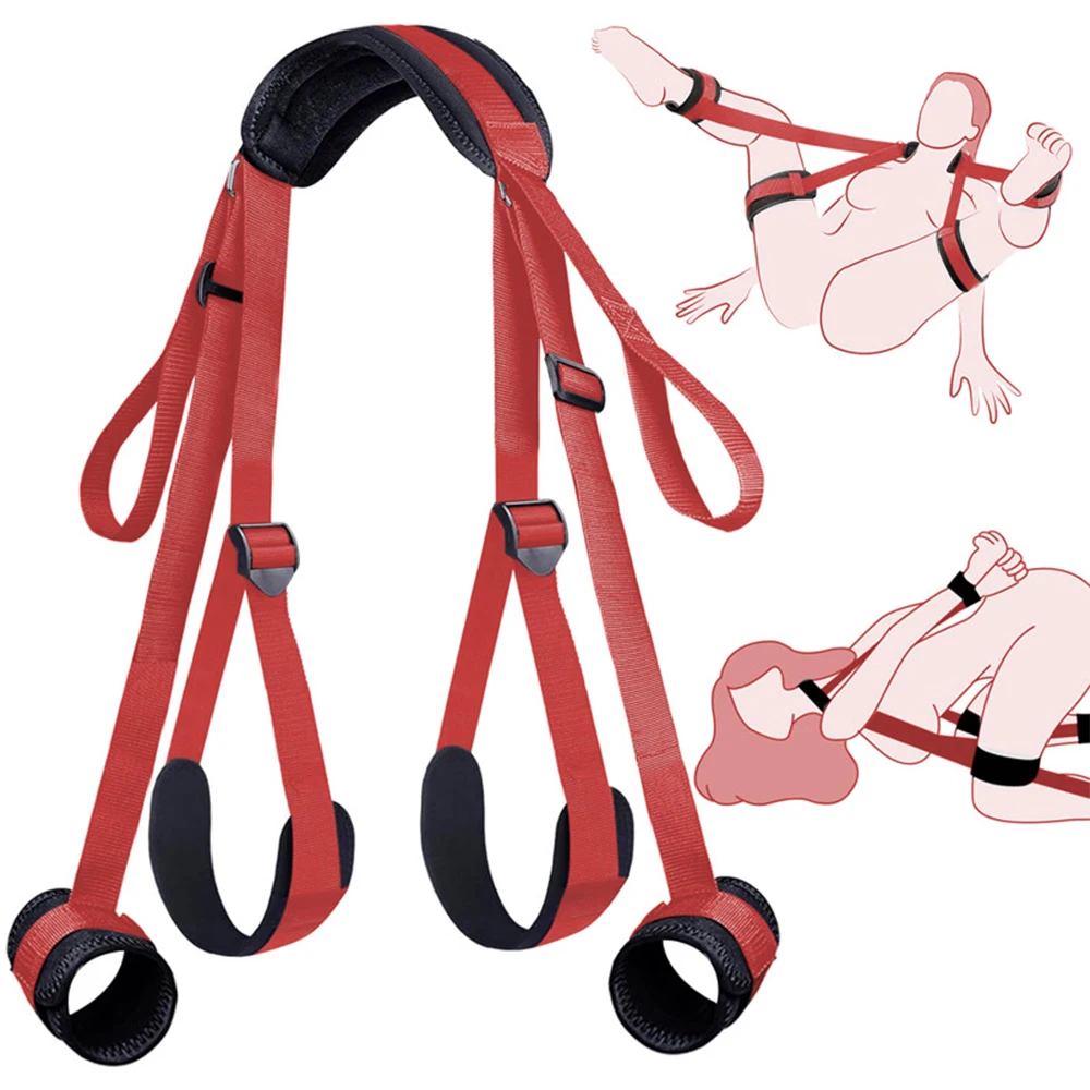 Conjunto Bondage BDSM para Mulheres, Restrição, Erótica, Sexo Vinculativo, Divisão Forçada, Correias nas Pernas, Pescoço, Pulso, SM Sex Toys,