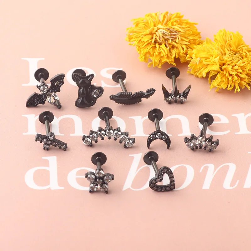 قضبان ثقب لسان من الفولاذ المقاوم للصدأ للرجال والنساء ، مجوهرات ثقب الجسم بالزيت بالتنقيط ، 1 صانعة