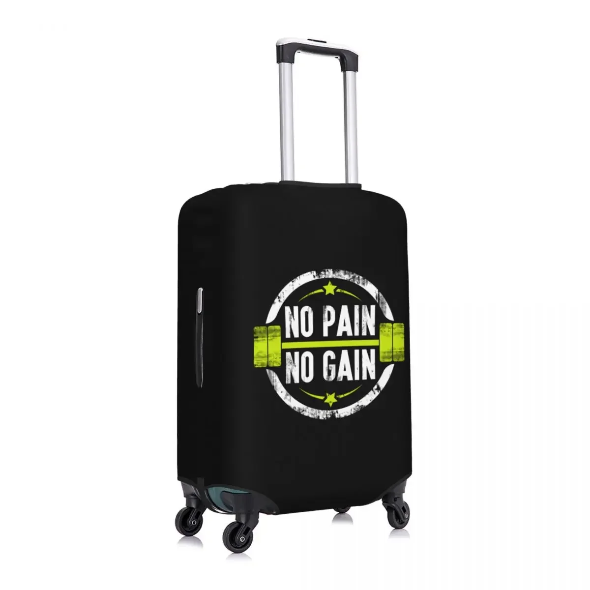 Custom No Pain No Gain Luggage Cover Elastic Bodybuilding Fitness Gym Travel Suitcase Protective Covers Fits 18-32 Inch