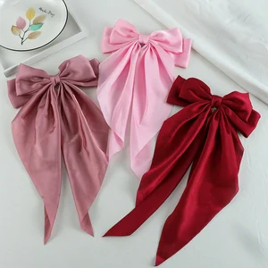 3 pcs large elegant tape haircut for simple women color solid color satin ponytail Bowknot staples clips 12 Main Sales Hair Prending - №9