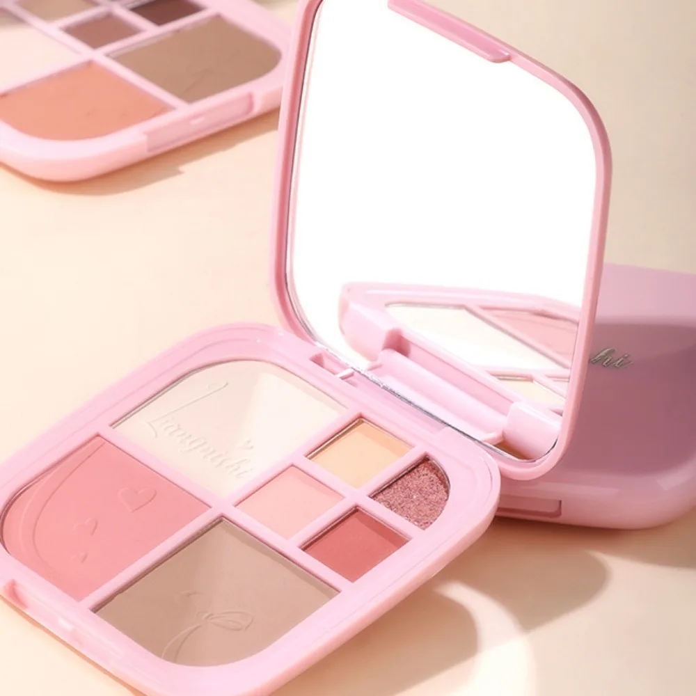 

Fashion Brighten Eye Shadow Cosmetics Shading Powder Blush Highlighting Powder Disc Art Long Lasting 7 Color Face Palette Body