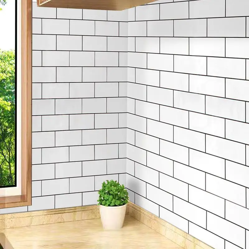 Kitchen Foil Ceramic Tile Stickers Oil Resistant High-temperature Resistant Contact Paper Self Adhesive Waterproof Wallpaper
