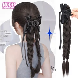 WTB Synthetic Fake Braid Ponytail Sweet Cool Wind Natural Twist Long Braid Female High Ponytail Boxing Braided Hair Wig Grip