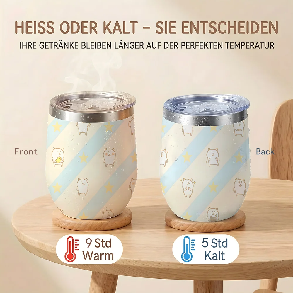 Termos de 12 oz, Taza de Café con Aislamiento al Vacío de Doble Pared, Taza de Viaje a Prueba de Fugas para Bebidas Calientes y Frías, Diseño J-Joke Bear Navidad Japón