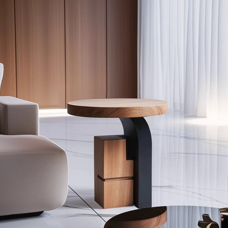 

Geometric creative solid wood edge table, high-end small side table, living room sofa small coffee table, bedroom bedside