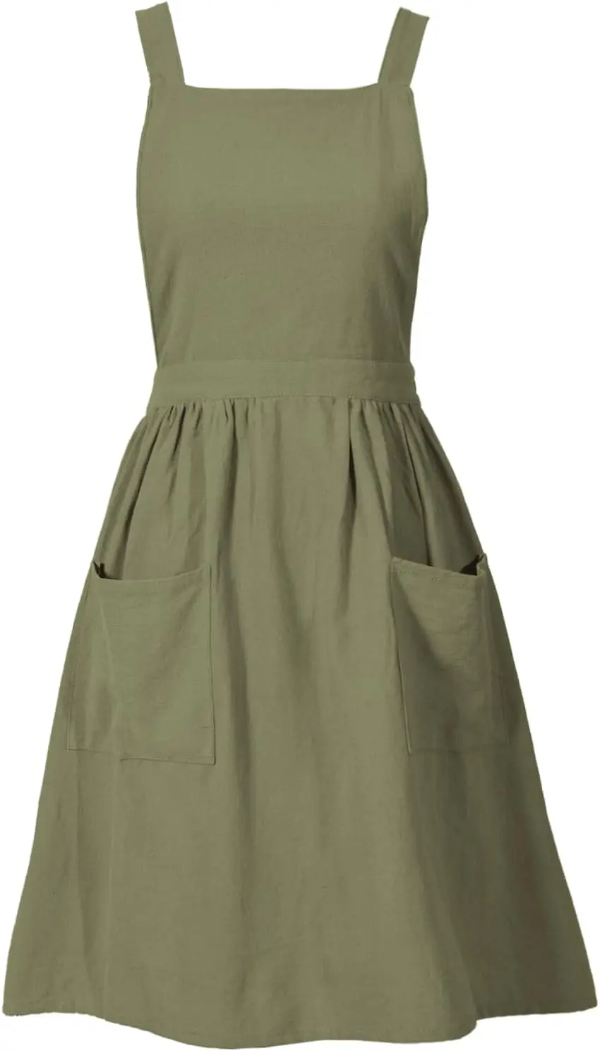 

Cotton Linen Pinafore Apron Dress for Women with Pockets, Cute Art Chef Aprons for Kitchen Baking Gardening Painting