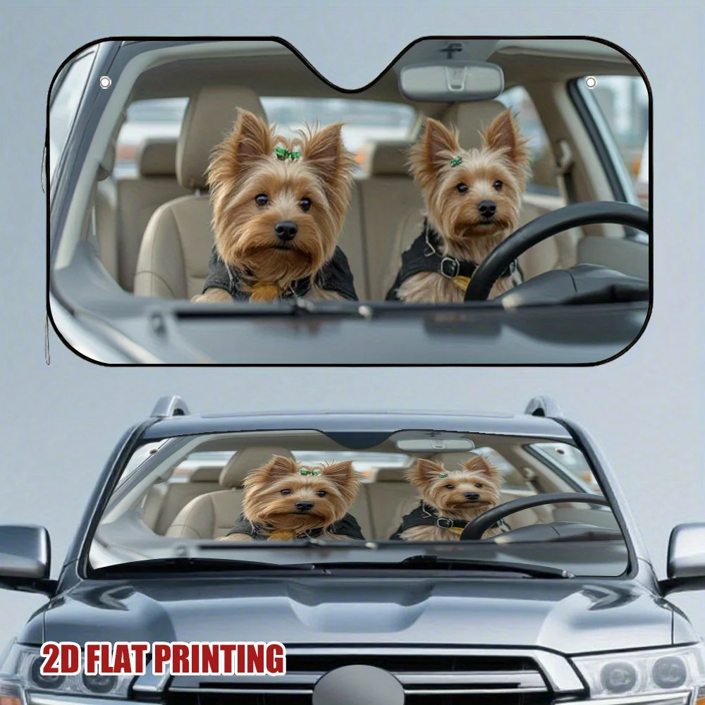 

1 шт. пушистый автомобильный солнцезащитный козырек Chauffeurs — 2 дизайна йоркширского терьера, универсальные автомобильные аксессуары для офисных компьютеров и школьных фото