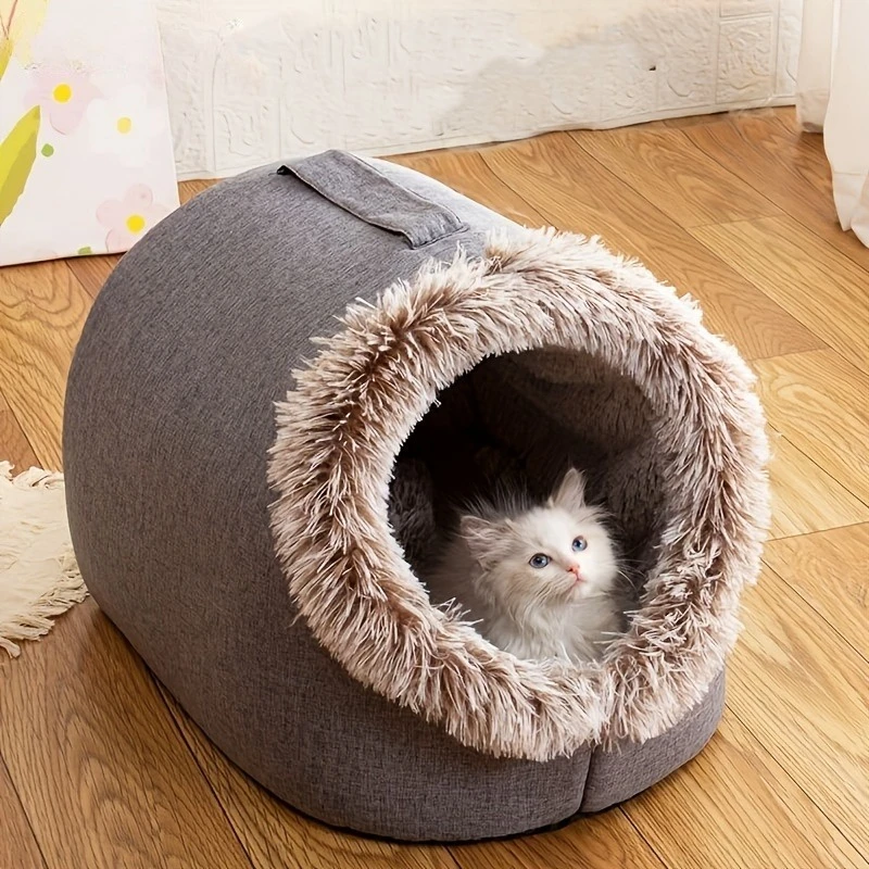 Cama Portátil para Gatos con Asa - Cama de Invierno Aislada y Engrosada de Poliéster para Perros/Gatos/Cama para Perros/Cama para Gatos/Sofá para Perros