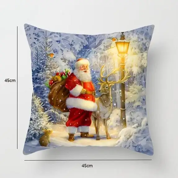 Christmas Santa Claus Pattern Pillow Cushion Cover Car Home Sofa Decoration Pillowcase