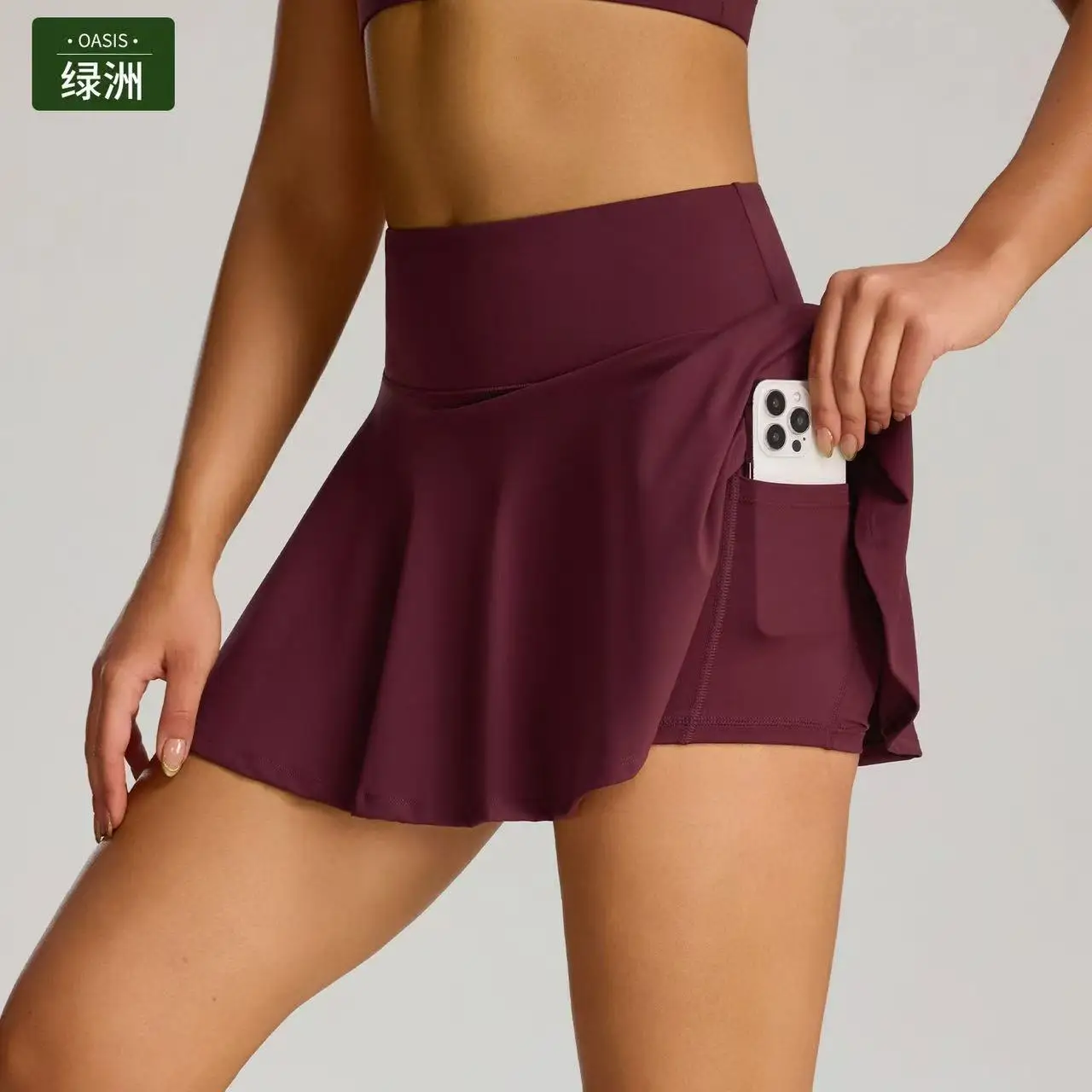 Women outdoor tennis dress sportswear running yoga clothes fitness pocket tennis Anti-chimney two-piece short yoga's skirt