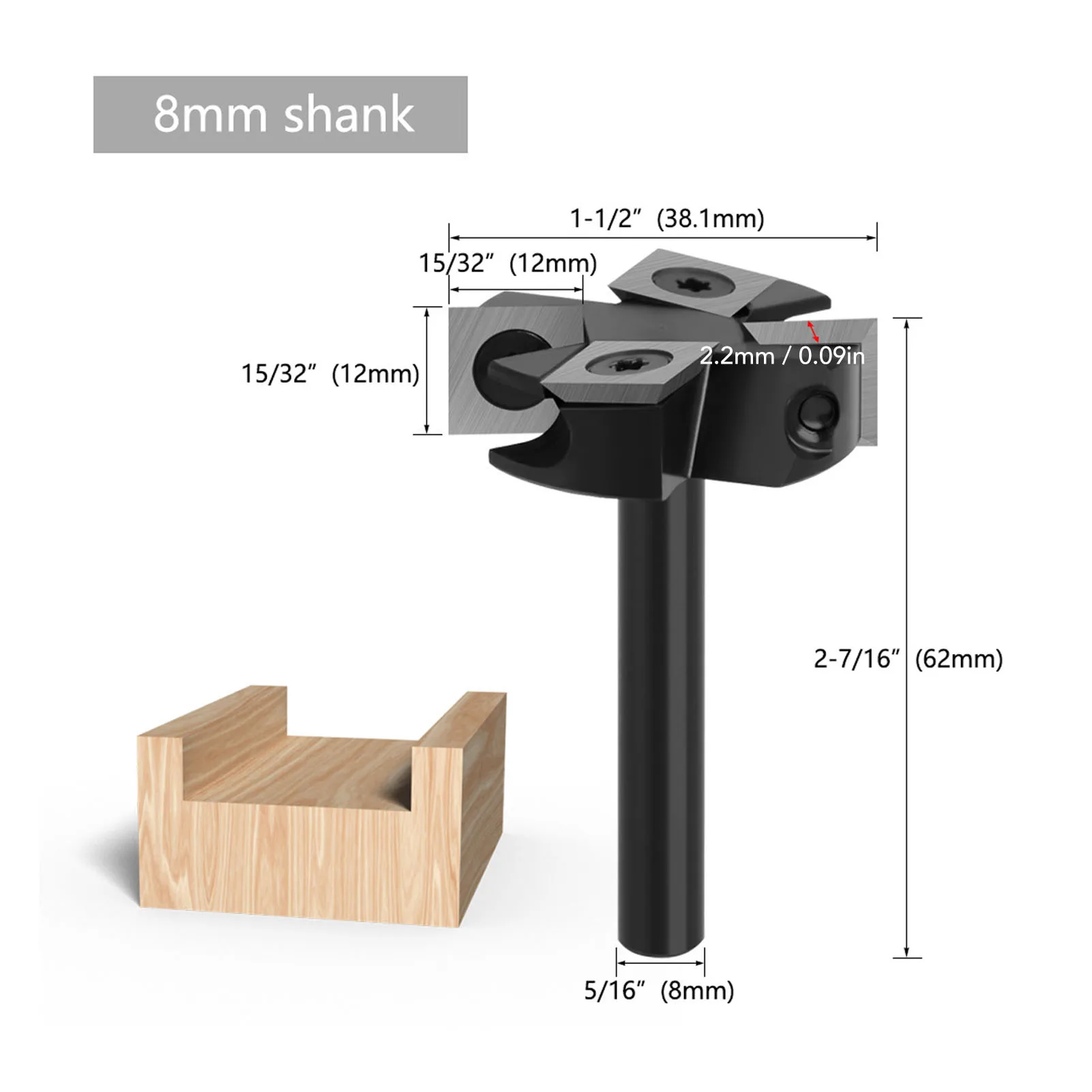 スラブ平坦化ルータービット 5/16インチ丸シャンク 1-1/2インチ切断径 4枚刃 CNCスポイルボードサーフェシングビット 木工用
