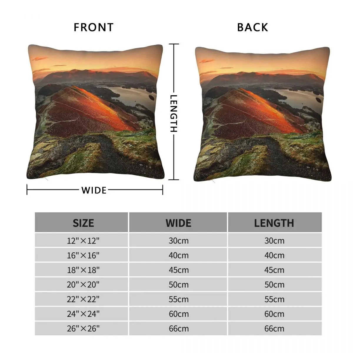 First Light Skiddaw Catbells Square Pillowcase Polyester Linen Velvet Pattern Decorative Throw Pillow Case Sofa Cushion Cover