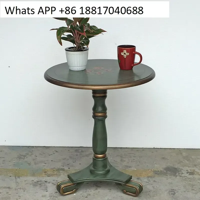 1PC for 0163 European American Country Style Mediterranean Painted Solid Wood Small Coffee Table for Sofa Side End Table