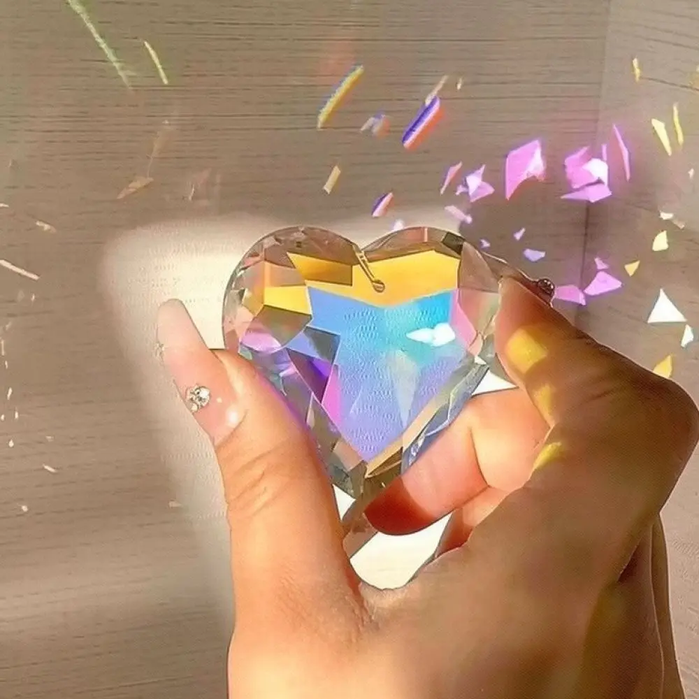 Heart Glass Prism Sun Catcher Window Ornament Colorful Light Refraction Healing Home Decor Creative Birthday Present