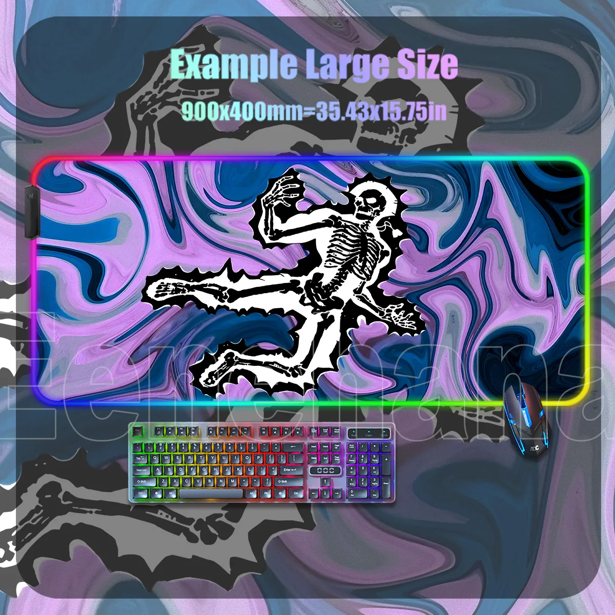 

RGB Lonely Skeleton Large Fluid Liquid PC Gaming Accessories Mouse Pad Computer Home Emit Light Gamer LED Xxl Punk Extended Pads