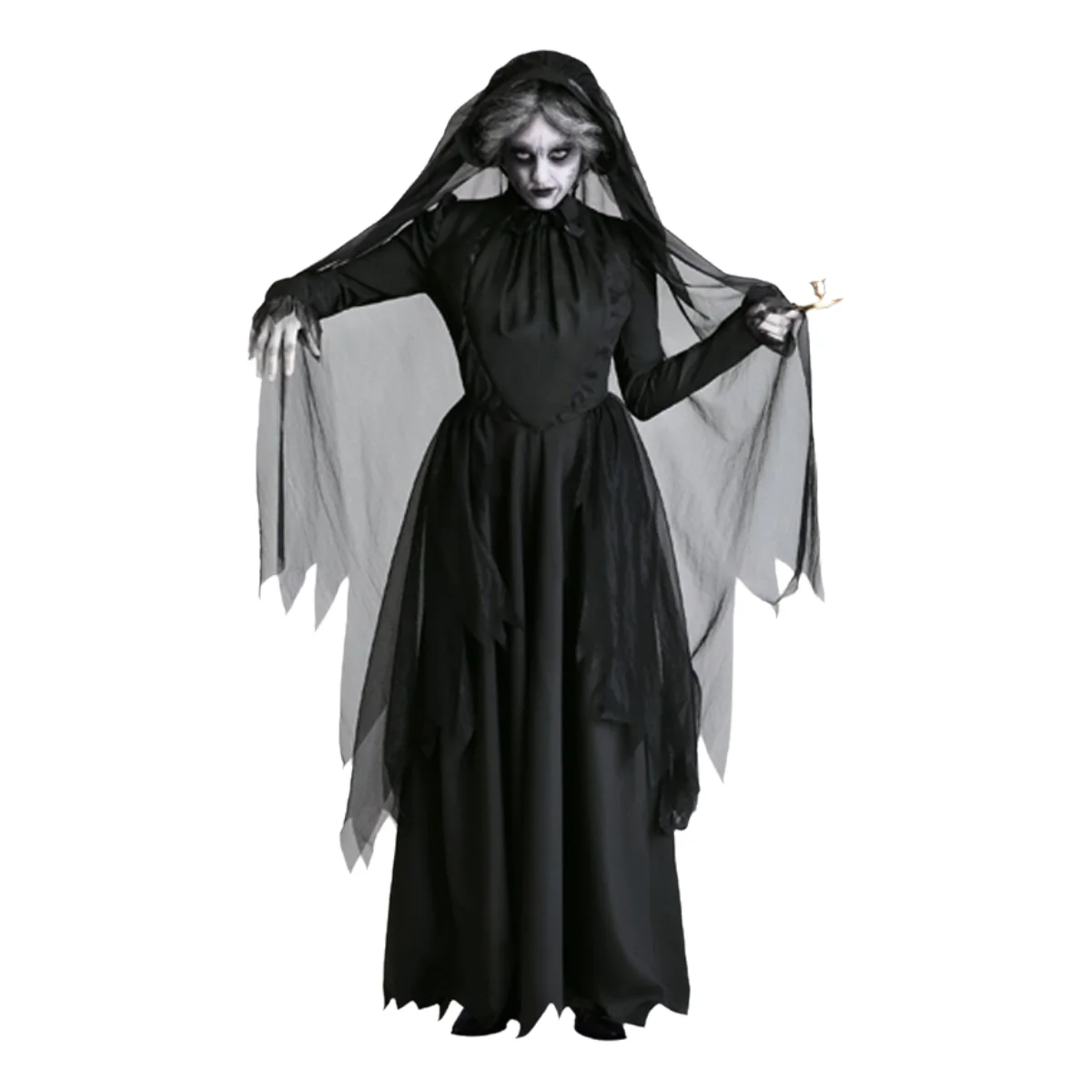 Horror Ghost Bride Cosplay Kostuum Demon Zombie Vampier Jurk Halloween Carnaval Enge Heks Ghost Cape Cape Dag Van Dode Jurk