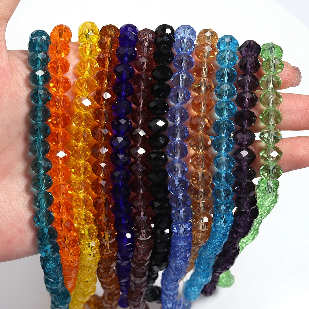 3/4/6/8/10 مللي متر الأوجه AB الزجاج الشفاف كريستال Rondelle الخرز الملونة فضفاض خزر عازل لصنع المجوهرات قلادة سوار ذاتي الصنع #3