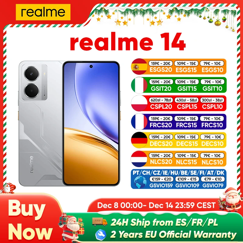 realme 14-Smartphone 5G, Premi�re Mondiale, Snapdragon 6 Gen 4, �cran AMOLED 2025Hz, Batterie Titan 6.67 mAh, Cam�ra OIS 50MP, 120