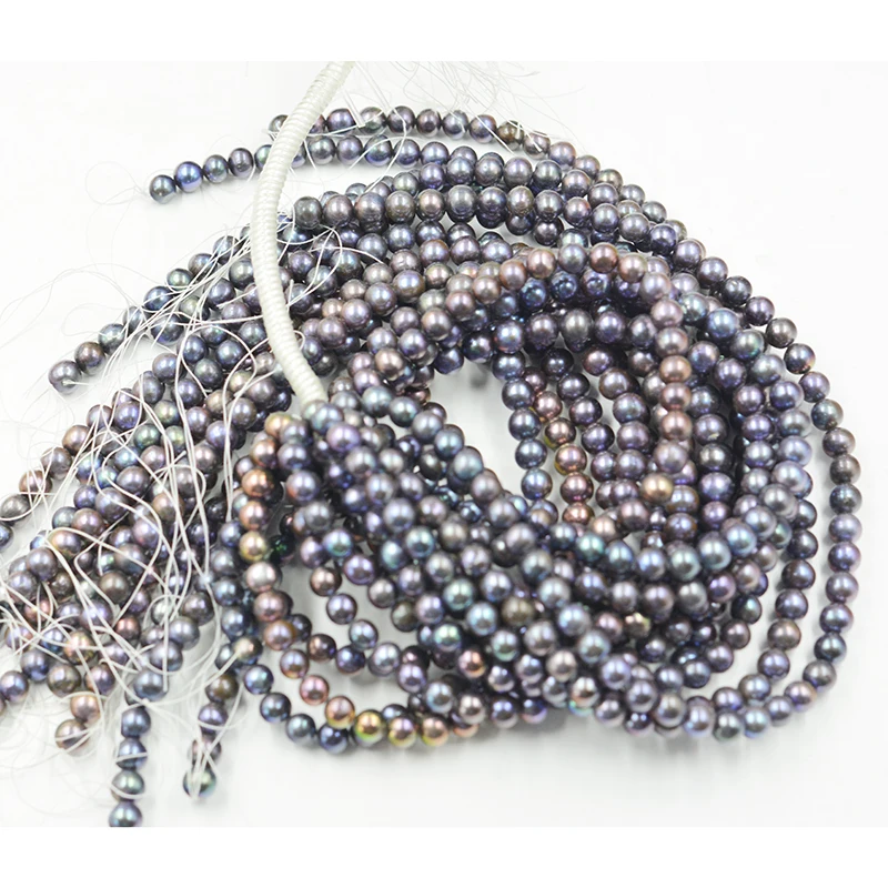 16 shares. 7-8MM high-quality cultured natural black round pearl. Loose beads. (1strand=38CM=51PCS pearl)