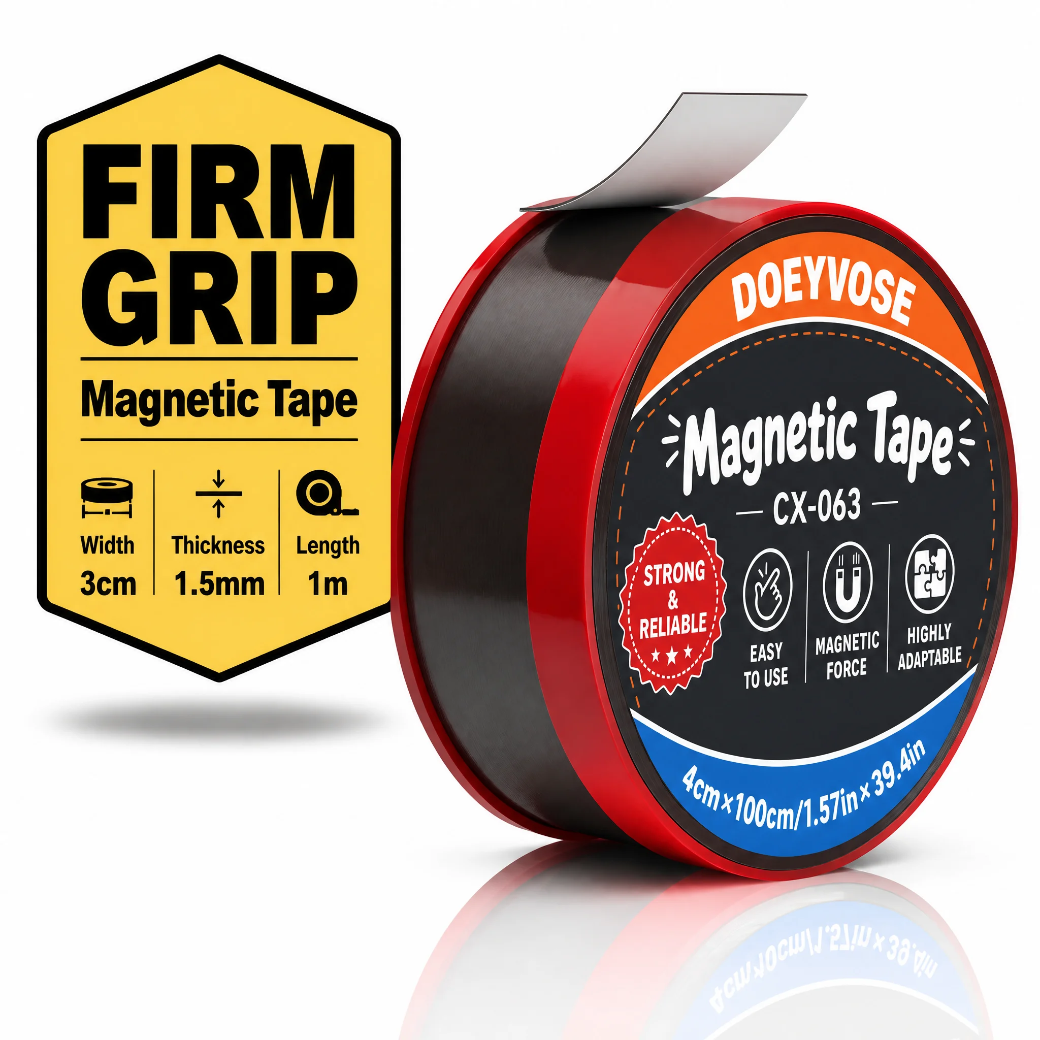 Flexible Self‑Adhesive Magnetic Tape Strip 4cm x 2mm x 1m Magnet Sticker for DIY Crafts