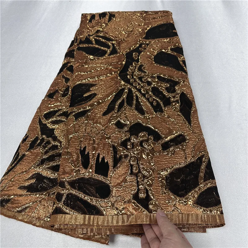 African Brocade Jacquard Lace Fabric 2024 High Quality 5Yards Net Lace French Gilding Lace Fabric For Wedding Dress 29L85293