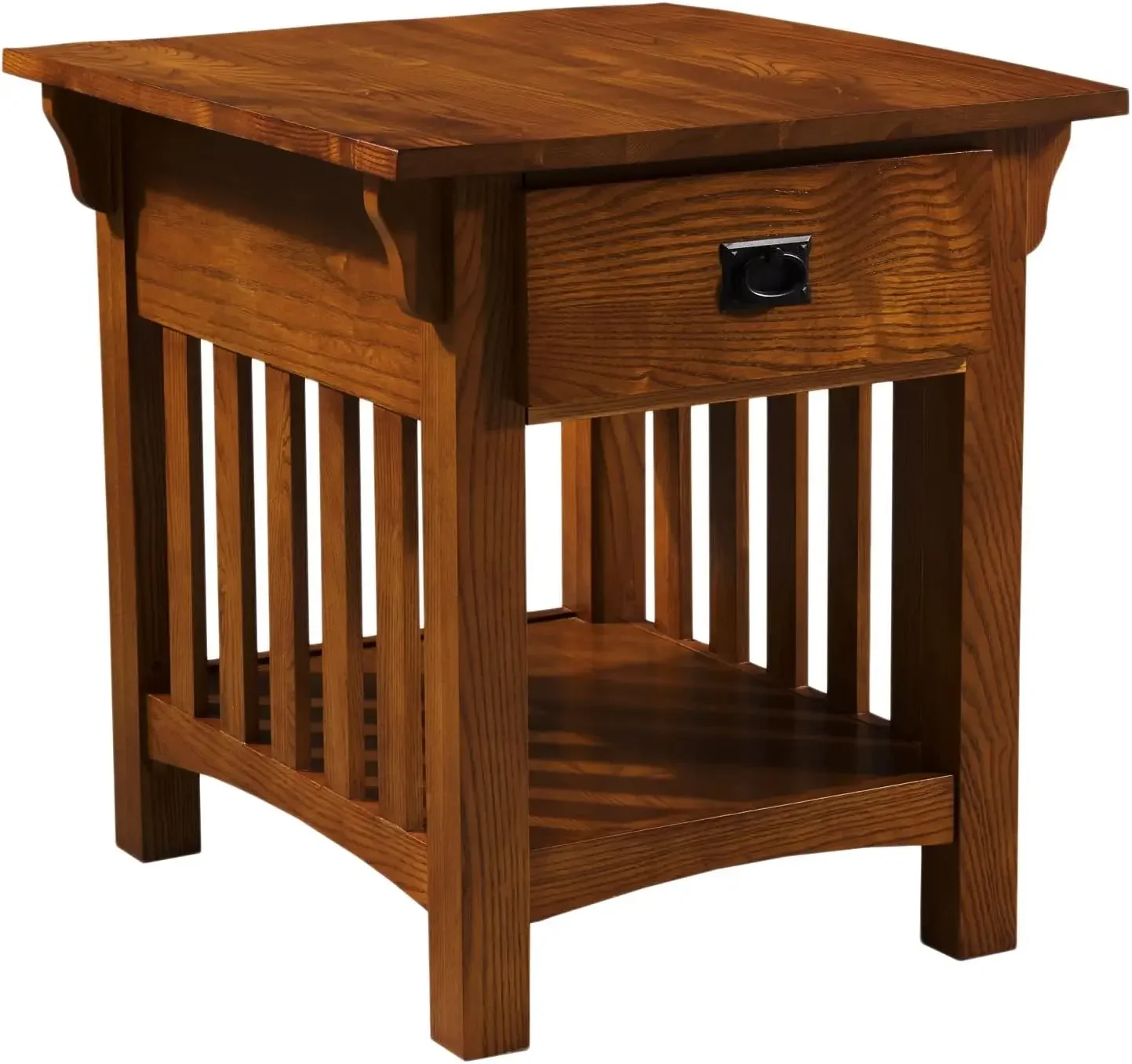 8222-SC Mission Impeccable Secret Compartment, Locking Drawer Nightstand Side Table, Medium Oak