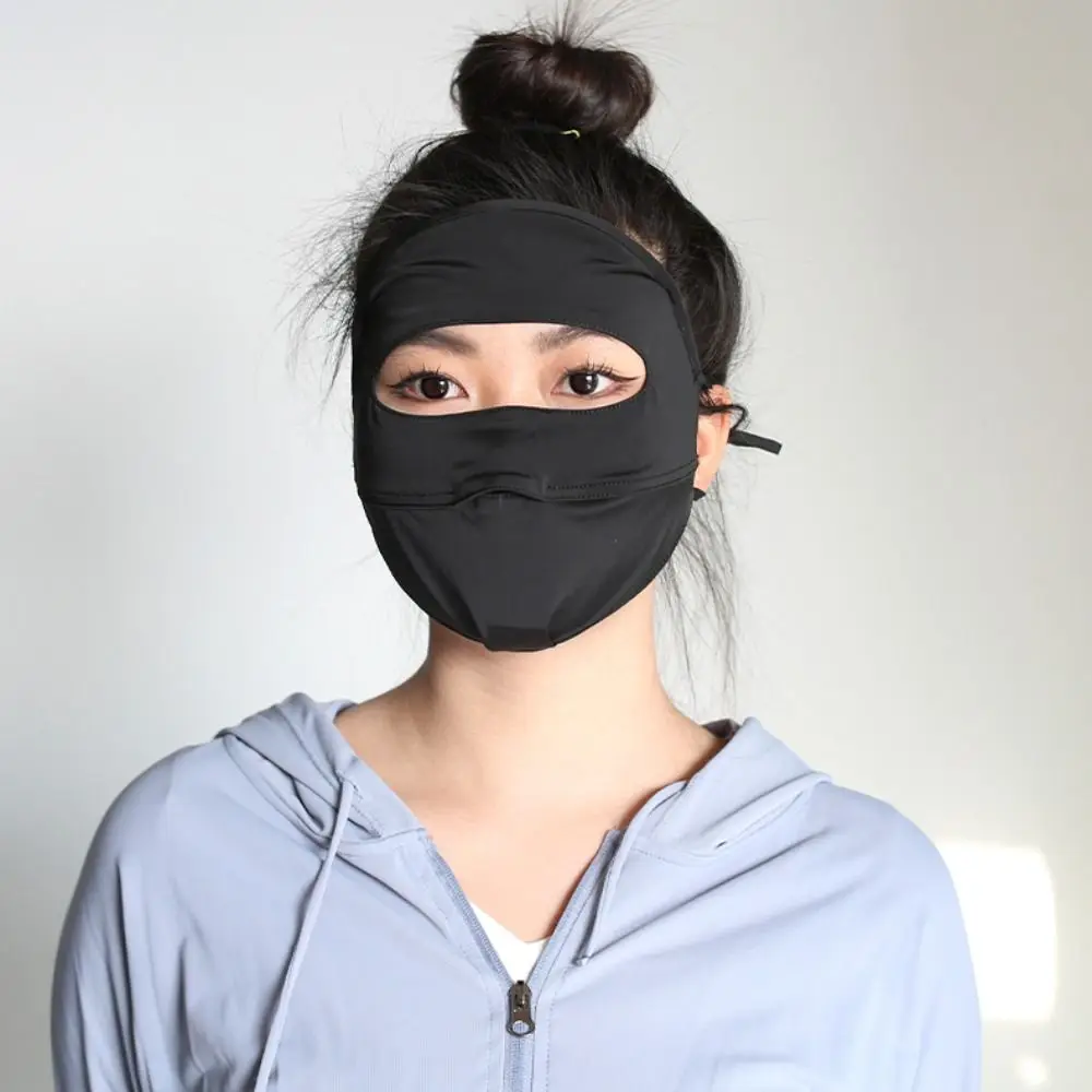 Masker tabir surya musim panas, topi pelindung terik matahari untuk memancing, masker wajah gradien pelindung UV, masker sutra es bersirkulasi