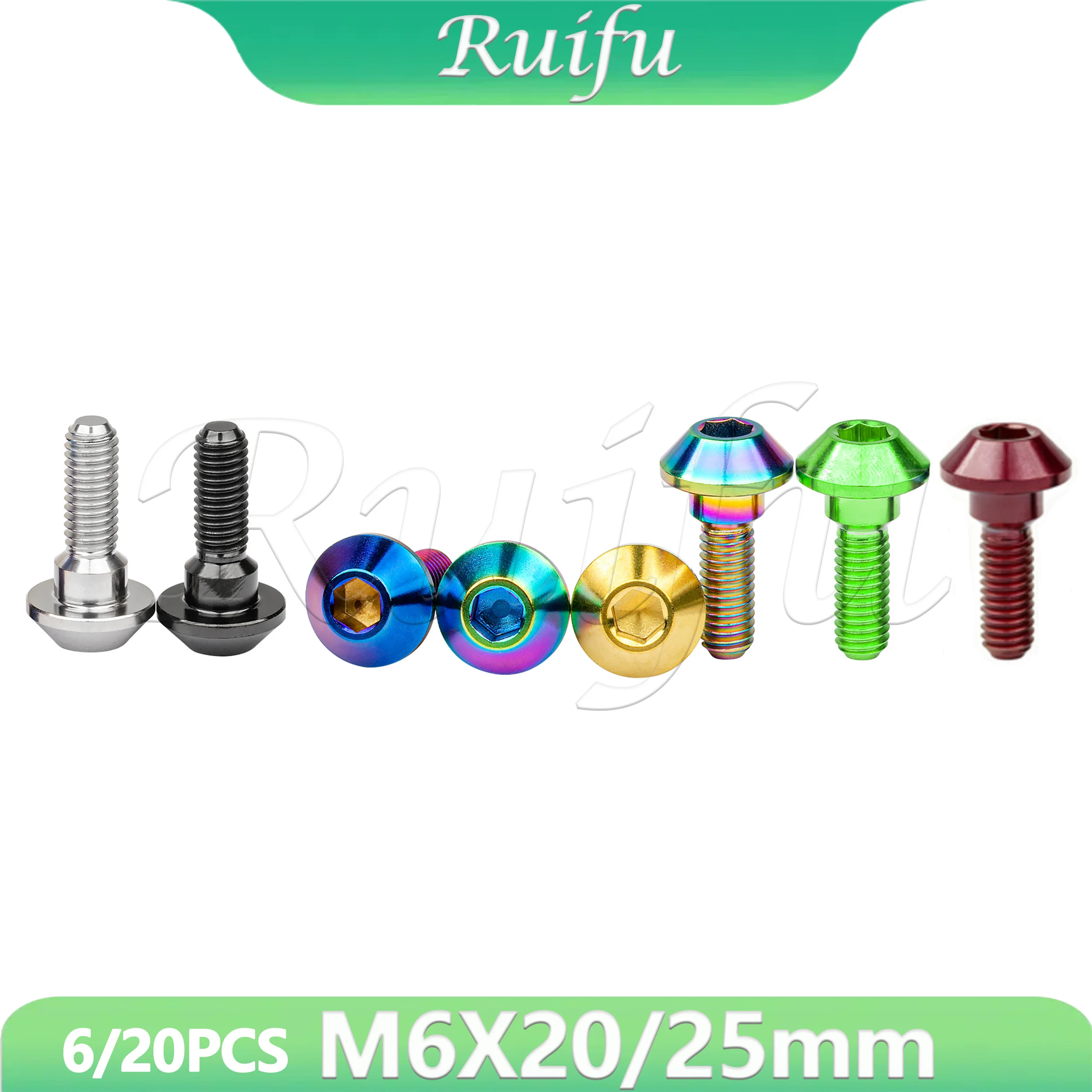 

Ruifu Titanium Bolt 6/20PCS M6x20 25mm Hex Head Screws for Yamaha Motorcycle Brakes