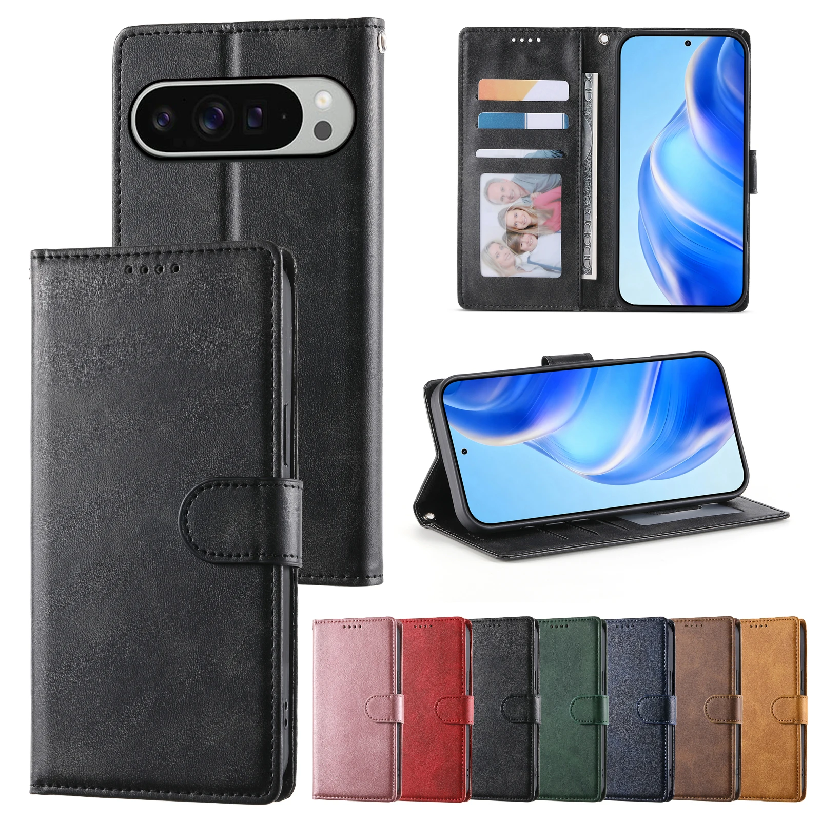 حافظة جلدية قابلة للطي لهاتف جوجل بيكسل 10 9 برو XL 9A 8 8A 7A 7 10Pro 5G بطاقة مغناطيسية Solt محفظة حامل غطاء جيب للكتاب