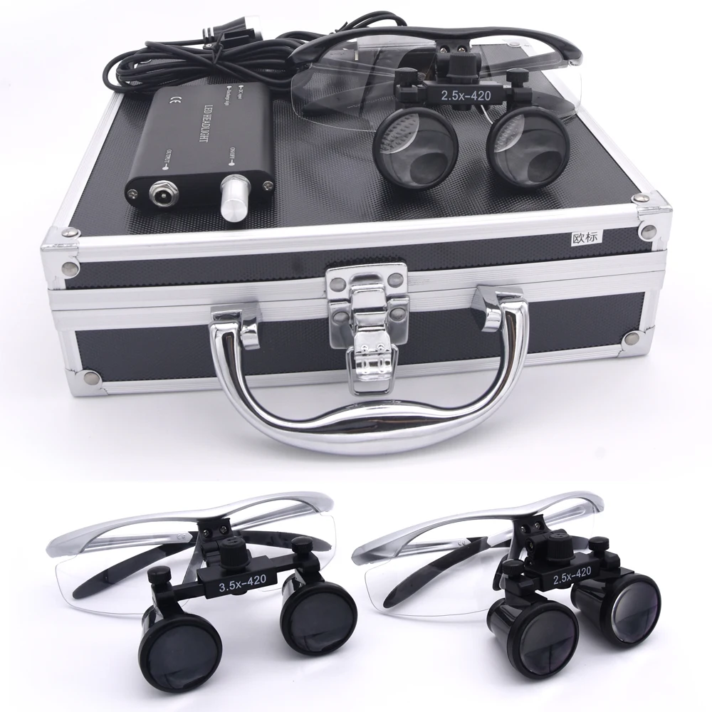 Single 1 Battery Binocular Dental 2.5X 3.5X Surgical Loupe Magnification Surgery LED Light With Headlight Dentist Medical Lamp