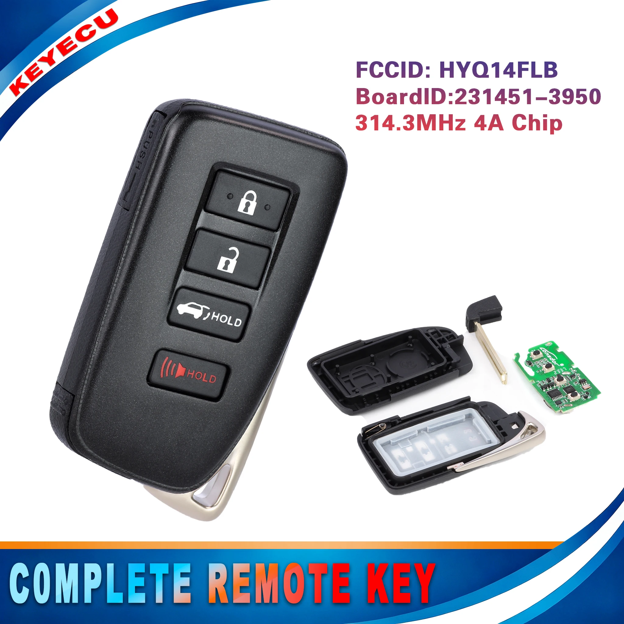 KEYECU for Lexus IS300 IS350 RC300 RC350 RC F NX300 NX300h 2020 2021 2022 Smart Remote Key HYQ14FLB 231451-3950 314.3MHz