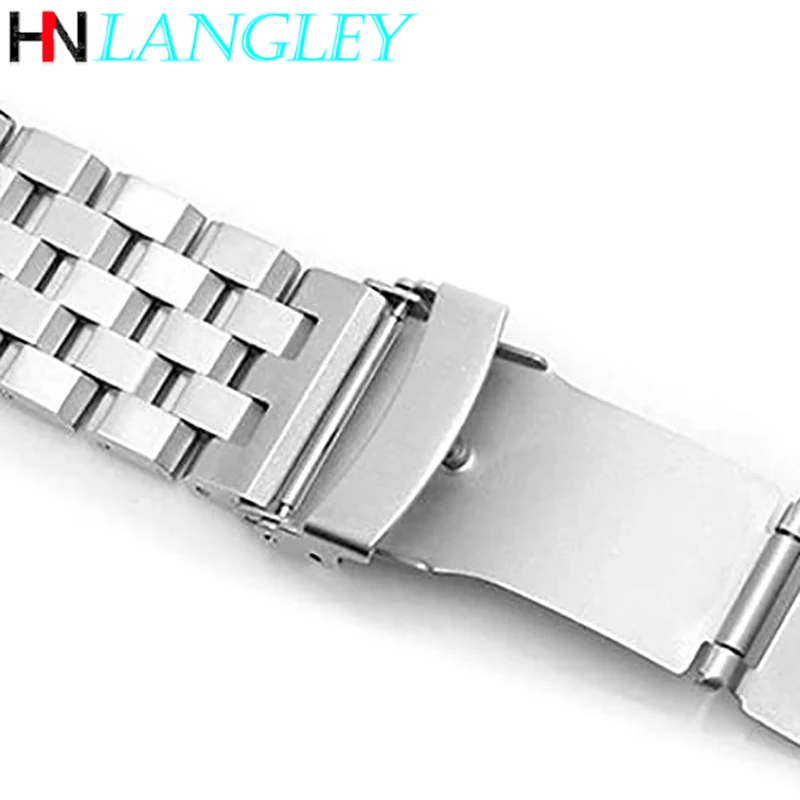 Brushed Stainless Steel Watch Band Strap 18mm/20mm/22mm/24mm/26mm Metal Replacement Bracelet Men Women Black/Silver WristBand