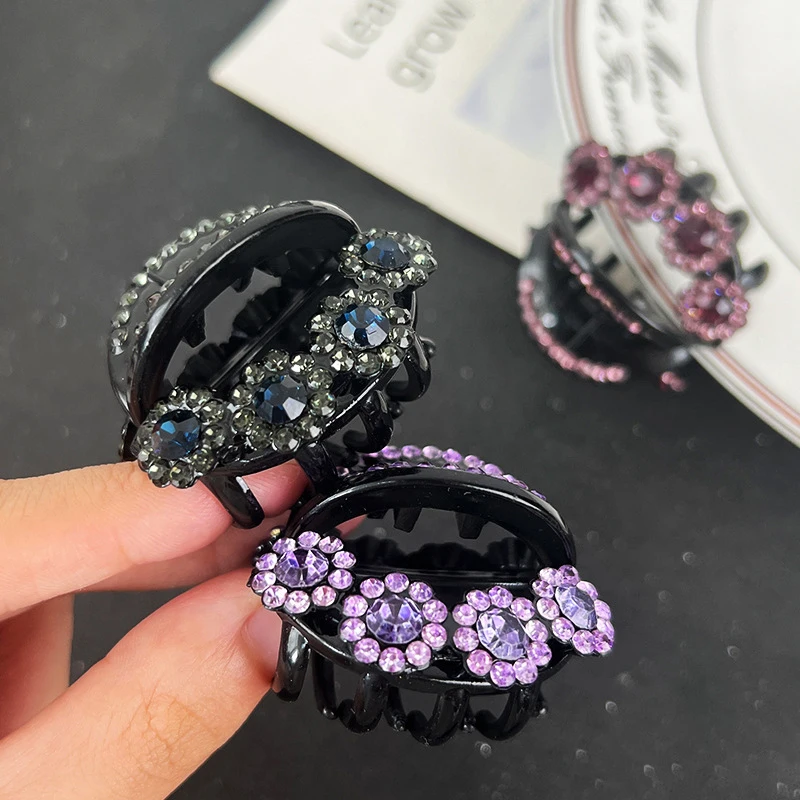 Nuevas Pinzas de Pelo con Flores de Cristal Vintage, Pasadores de Pelo de Cristal de Moda para Mujer, Pinzas de Pelo Tipo Cangrejo, Pasadores para Cola de Caballo, Accesorios para el Cabello para Niñas