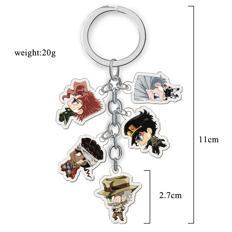 Anime Jojos Bizarre Adventure Keychains Cartoon Figure Acrylic Key Ring Kujo Jotaro Ghirga Narancia Bruno Key Chain Fans Gifts