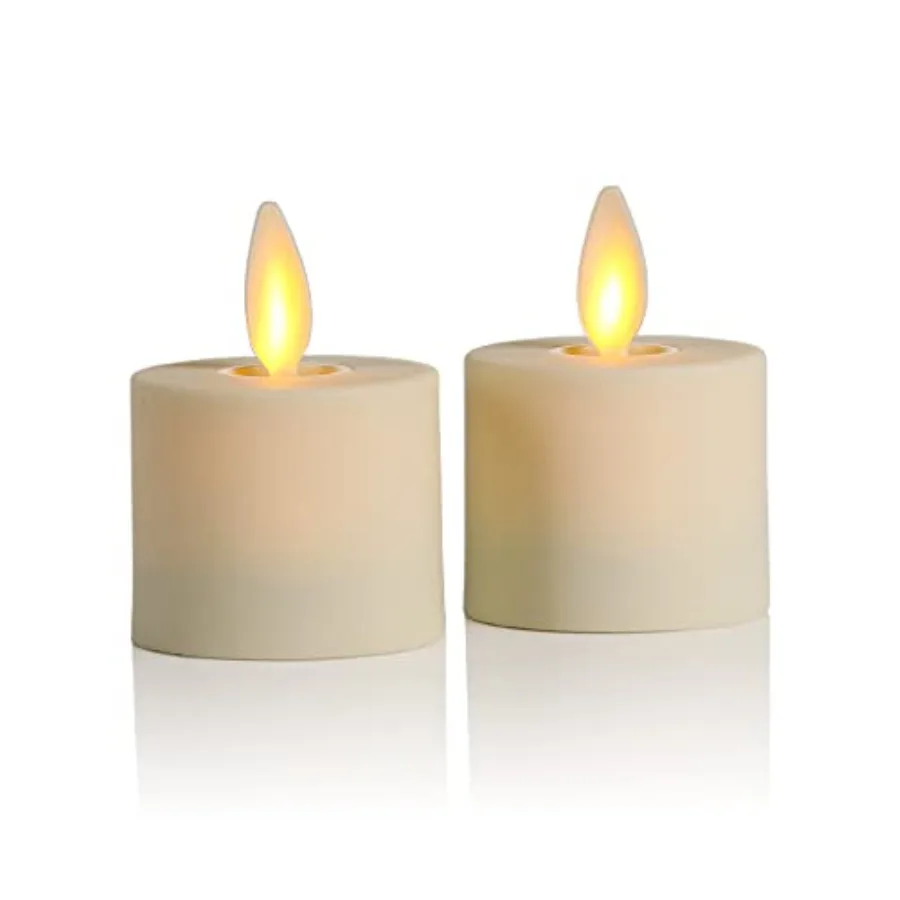 

Flameless LED Tea Light Candle, 1.4" x 2", Pack of 2, Plastic Pearl Ivory, Real Flame, Battery Operated w/Remote Timer Function