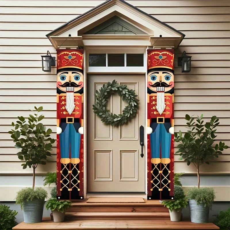 Christmas Nutcracker Couplet Merry Christmas Decoration Outdoor Banner Nutcracker Soldier 2022 Navidad Christmas Hanging Couplet