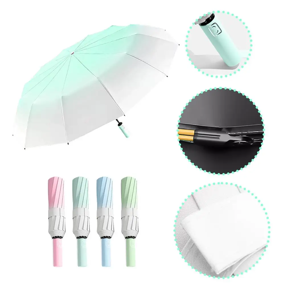 Gradient Color Sunscreen Folding Umbrella Fully Automatic Of Umbrella Sun Use UV Protection Gift Girls Dual Rain G7H9