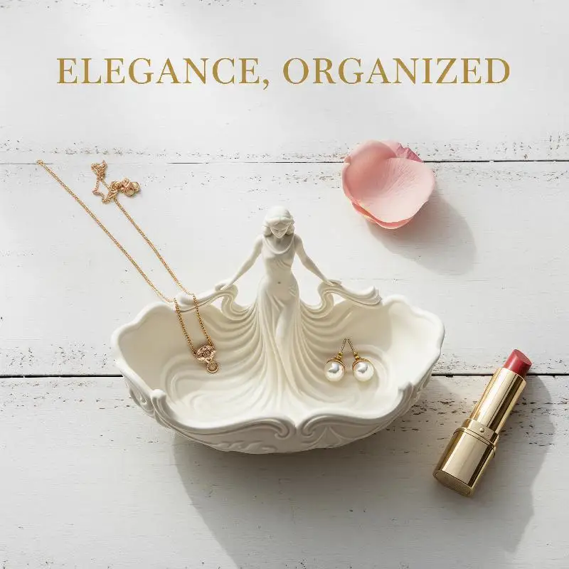 Statue‑Shaped Jewelry Storage Tray Simple Decorative Display Organizer Vanity Countertop Entryway Trinkets Ornament Holder