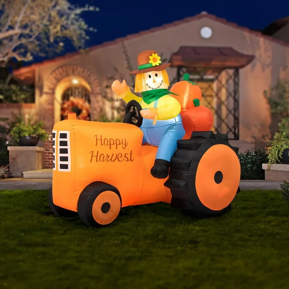 7FT lightweight inflatable scarecrow tractor for autumn and harvest outdoor and indoor holiday courtyard decoration