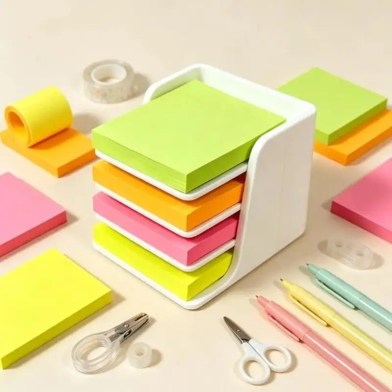 Desktop Stackable Sticky Note Holder Organizer Fits 76×76mm Square Note Multi-Purpose Office Home Desk Drawer Storage Organizer