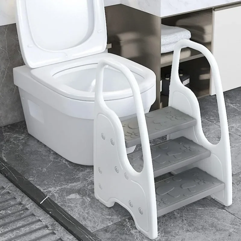 3 Step Stool for Kitchen Counter Book Shelf Bathroom Sink Toilet Potty Training with Handles Toilet Stool Wide Step