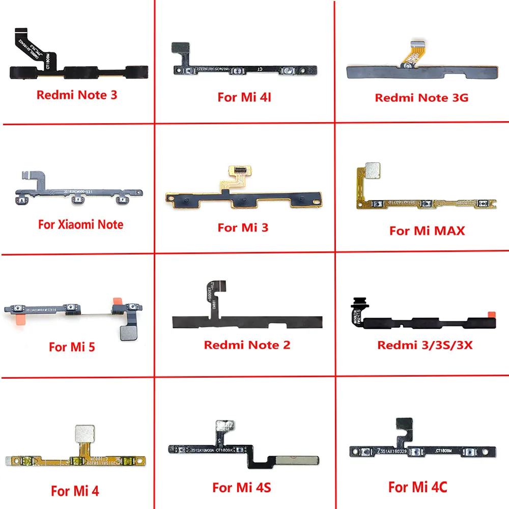 1piece For Xiaomi Redmi Note 2 3 3G 4G Mi 3 4 5 4C 4i 4S Max 3 2 Power Switch On / Off Key Volume Button Flex Cable