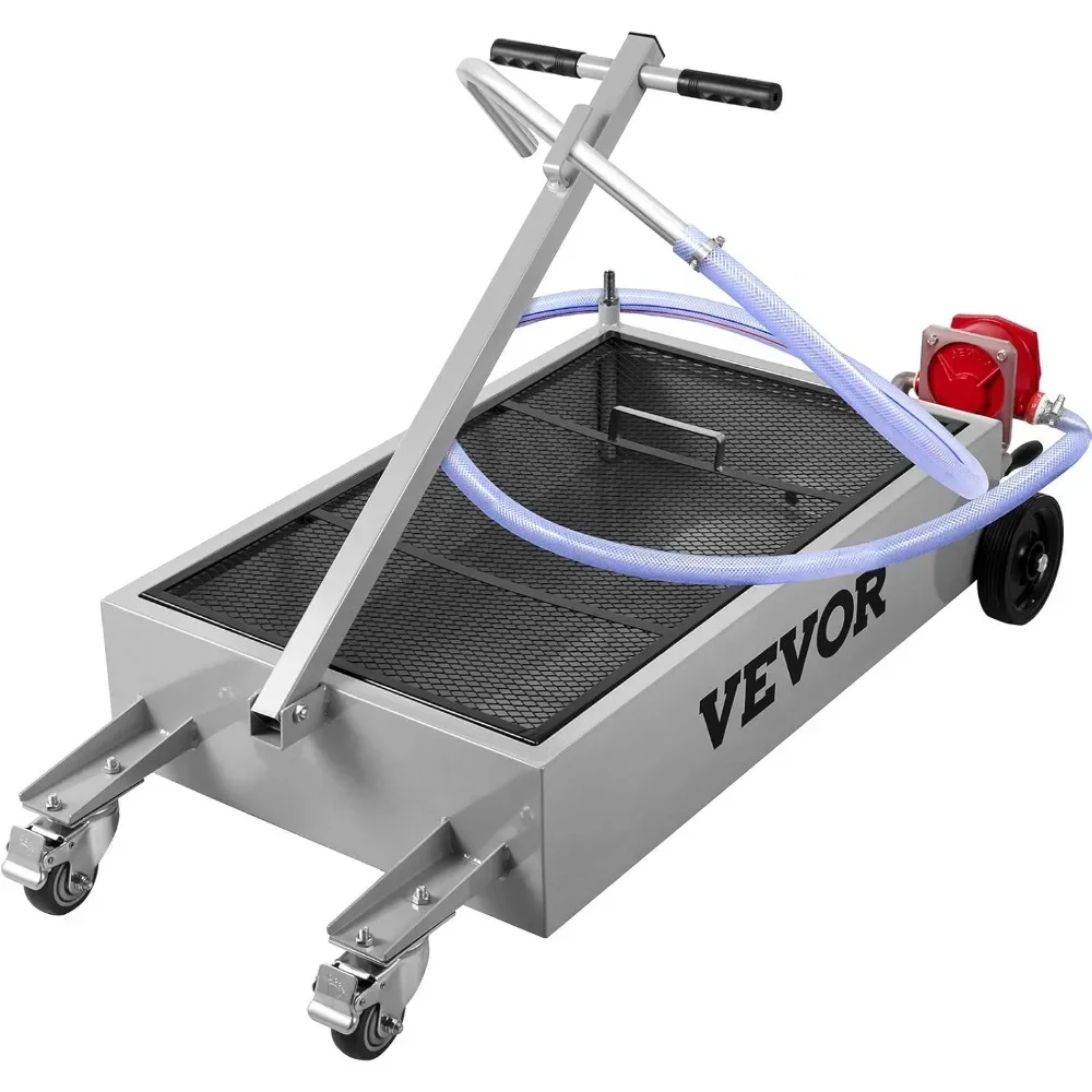 

VEVOR Oil Drain Pan 15 Gallon Oil Drain Tank, 57L Low Profile Oil Drain Pan, Large Capacity Change Pan, Foldable Hand, with