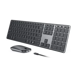 Seenda Wireless Bluetooth Keyboard and Mouse Combo Multi-Device Rechargeable Slim Keyboards and Mice for Win MacBook Pro Air