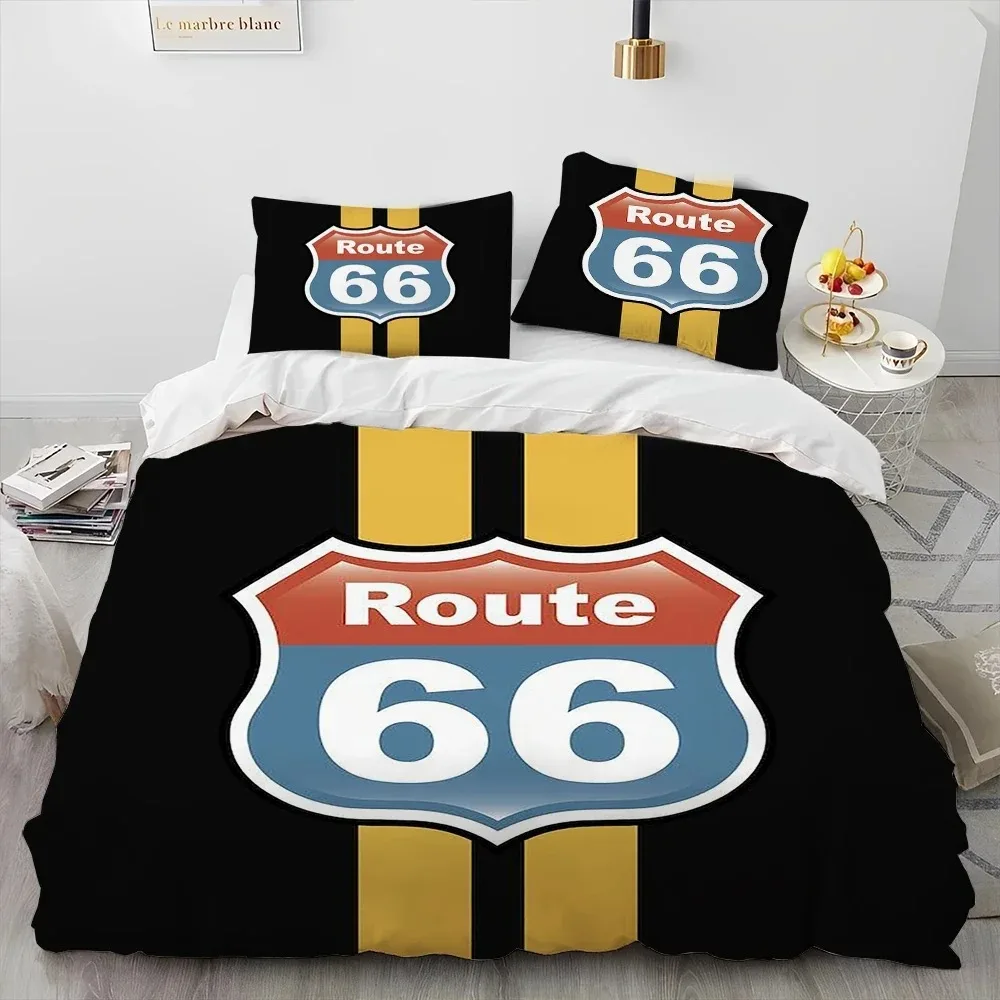 

3D Print Historic Route 66,Mother Road,Comforter Bedding Set,Duvet Cover Bed Set Quilt Pillowcase,king Queen Size Bedding Set