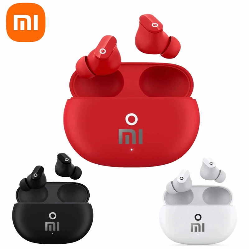 Xiaomi earphone Bluetooth tanpa kabel, Headset earbud IPhone Samsung TrueTWS dengan peredam kebisingan untuk Olahraga