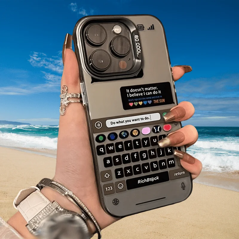 Teclado negro premium para hacer que desee la funda del teléfono mate con láser, para la serie iPhone16 15 14 13 12Pro Max