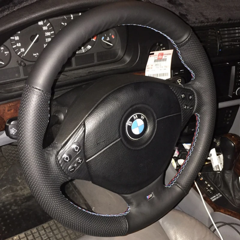 

Hand-sewn Car Steering Wheel Cover for BMW M Sport E36 1996-2000 E39 1995-2001 Z3 M E36 E37 1998-2002 Genuine Leather Braid