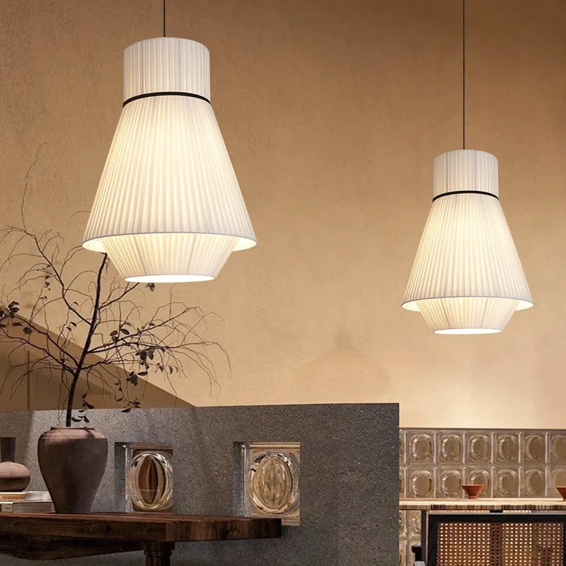 

Wabi-sabi Style Fabric Pendant Lights Restaurant Cafe Dining Room Bedroom Hotel Study Modern Minimalism Cloth Art Hanging Lamps